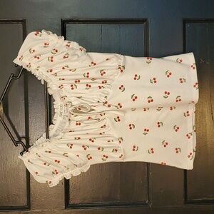 Cherry Print Ruffle Top